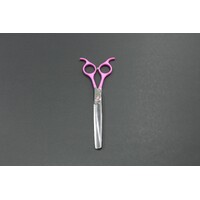 TCS Dovetail 6.5" Thinners/Blenders Pet Grooming Scissors - Pink Handle and Jewel Adjusting Screw