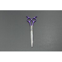 TCS Dovetail 7" Straight Pet Grooming Scissors - Purple Handle 