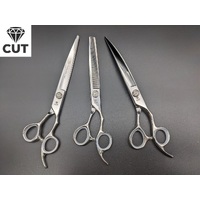 Diamond Cut 7.5" 3 Pce Set Professional Pet Grooming Scissors