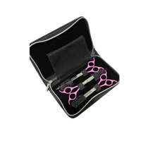 TCS Dovetail Pink Pet Grooming Scissor Set of 3 - Straight, Curved and Thinner/Blender