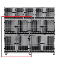 The Clipper Shop - Stainless Steel Modular Pet Cage with Base Set - 2 Medium & 1 Large on 4 Wheel Base