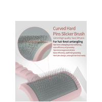 TCS Firm Pin Curved Pet Slicker Brush - Pink