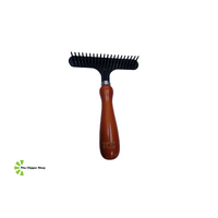 TCS Wooden Handle Pet Grooming Rake/Comb