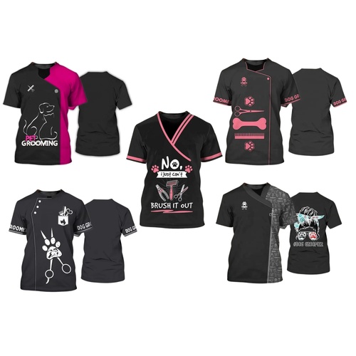 Pet Grooming T-Shirts with 3D Designs